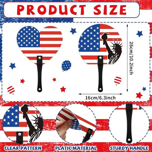 36 Pcs Patriotic Handheld Fans 4th of July Stars Stripes Red White Blue Summer Plastic American Flag Handheld Fans Bulk for Independence Memorial Day Party Favors in Saudi Arabia