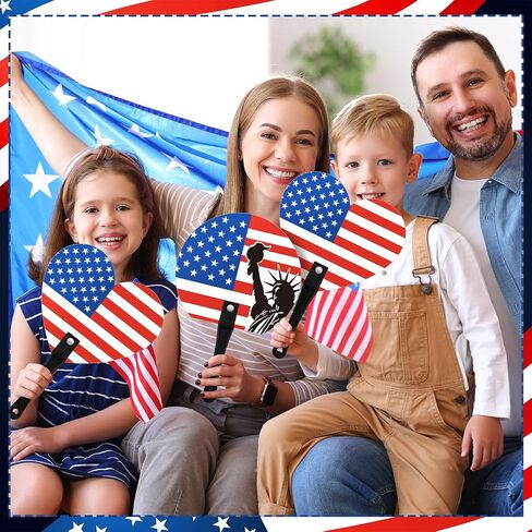 36 Pcs Patriotic Handheld Fans 4th of July Stars Stripes Red White Blue Summer Plastic American Flag Handheld Fans Bulk for Independence Memorial Day Party Favors in Saudi Arabia