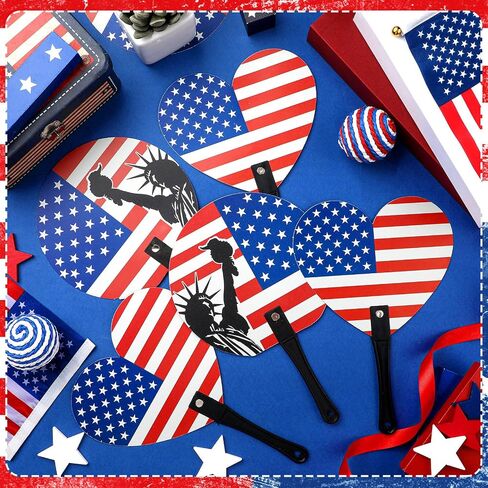 36 Pcs Patriotic Handheld Fans 4th of July Stars Stripes Red White Blue Summer Plastic American Flag Handheld Fans Bulk for Independence Memorial Day Party Favors in Saudi Arabia