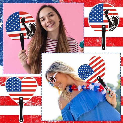 36 Pcs Patriotic Handheld Fans 4th of July Stars Stripes Red White Blue Summer Plastic American Flag Handheld Fans Bulk for Independence Memorial Day Party Favors in Saudi Arabia