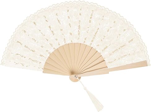 Choyaxo Lace Handheld Fan Bamboo Silk Foving for Women Wedding Decoration Party in Kuwait