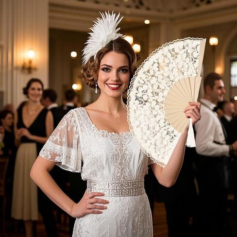 Choyaxo Lace Handheld Fan Bamboo Silk Foving for Women Wedding Decoration Party in Kuwait