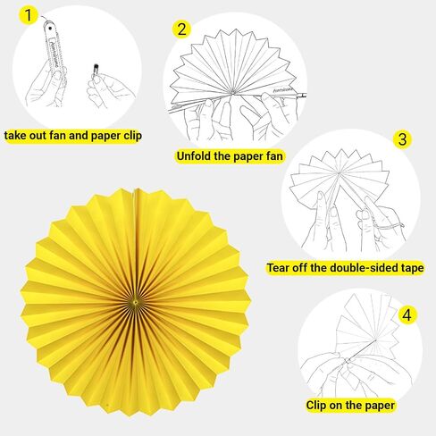 Paper Round Fan Party Decorations, Blue Yellow Red Hanging Fans for Carnival Circus,Cartoon,Sport, Birthday Party, Baby Shower, Graduation Events,Set of 12(8",10",12",14") in Saudi Arabia