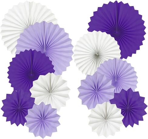 Paper Round Fan Party Decorations, Blue Yellow Red Hanging Fans for Carnival Circus,Cartoon,Sport, Birthday Party, Baby Shower, Graduation Events,Set of 12(8",10",12",14") in Saudi Arabia