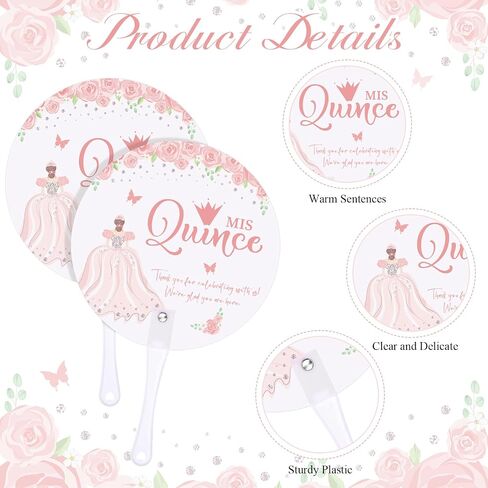 25 PCS Quinceanera Party Favors للضيوف Quinceanera Hand Fans Bulk Blastic Handheld Fans Mis Quince Gift for Girls Sweet 15 Birthday Party Decord Gift Pholeds Comples (Blue) in Kuwait