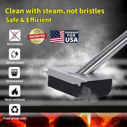 Steam Grill Brush Bristle Free,[Ultra Safe & Efficient] Grill Cleaner for Outdoor Grill,BBQ Replaceable Scraper Cleaning Head,Grill Brush BBQ Accessories,Gifts for Men/Dad ﻿ in Saudi Arabia