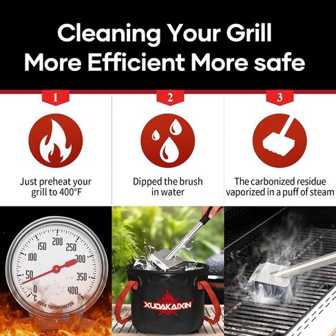 Steam Grill Brush Bristle Free,[Ultra Safe & Efficient] Grill Cleaner for Outdoor Grill,BBQ Replaceable Scraper Cleaning Head,Grill Brush BBQ Accessories,Gifts for Men/Dad ﻿ in Saudi Arabia