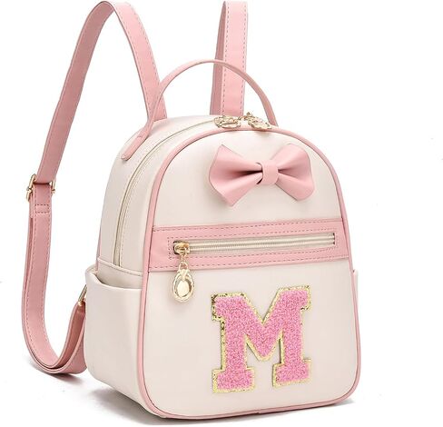 I IHAYNER Girls Initial Bowknot Small Leather Backpack Cute Mini Backpack Personalized Trendy Stuff Gifts for Women Pink-A in Kuwait
