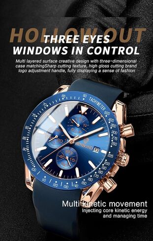 Stylish Wrist Watch for Men Silicone Strap Watches Quartz Movement, Waterproof and Scratch Resistant, Analog Chronograph Business Watch Mens Gift in Saudi Arabia