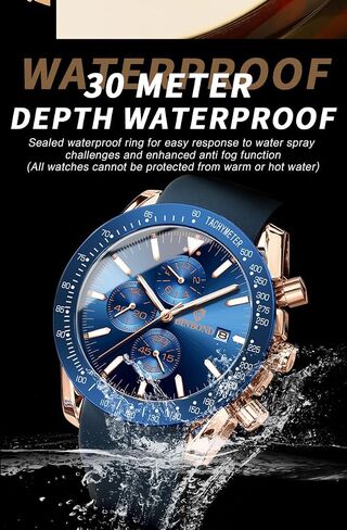 Stylish Wrist Watch for Men Silicone Strap Watches Quartz Movement, Waterproof and Scratch Resistant, Analog Chronograph Business Watch Mens Gift in Saudi Arabia