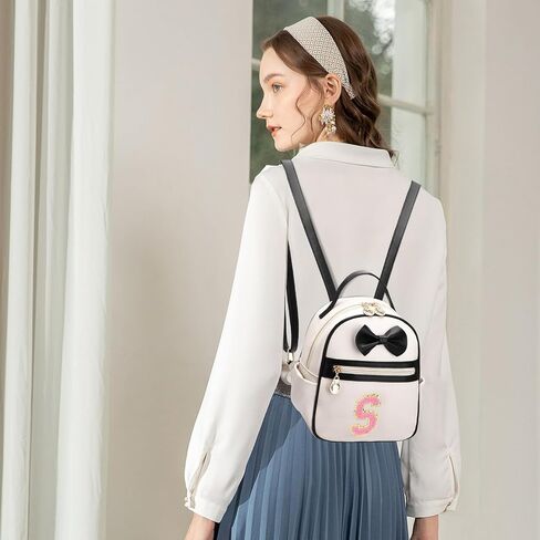 I IHAYNER Girls Initial Bowknot Small Leather Backpack Cute Mini Backpack Personalized Trendy Stuff Gifts for Women Pink-A in Kuwait