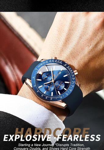 Stylish Wrist Watch for Men Silicone Strap Watches Quartz Movement, Waterproof and Scratch Resistant, Analog Chronograph Business Watch Mens Gift in Saudi Arabia