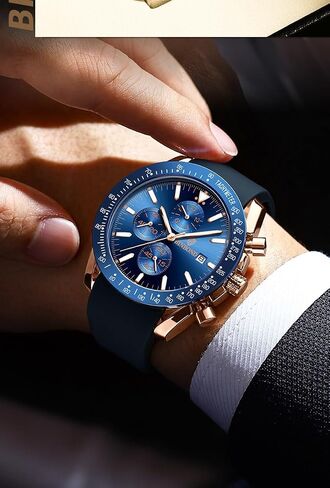 Stylish Wrist Watch for Men Silicone Strap Watches Quartz Movement, Waterproof and Scratch Resistant, Analog Chronograph Business Watch Mens Gift in Saudi Arabia