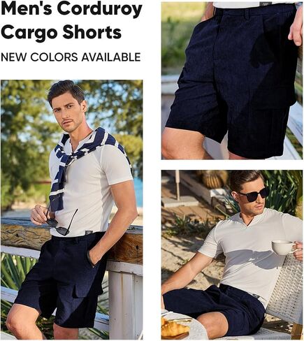 jmierr mens شورتات الشحن corduroy عارضية مرنة الخصر خفيفة الوزن في الهواء الطلق أعمال قصيرة in Kuwait