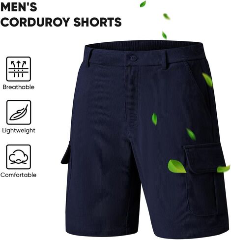 jmierr mens شورتات الشحن corduroy عارضية مرنة الخصر خفيفة الوزن في الهواء الطلق أعمال قصيرة in Kuwait