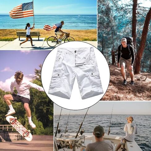 Zusmen Mens Classic Cargo Shorts, Relaxed Fit Multi Pocket Stretch Men Short in Kuwait