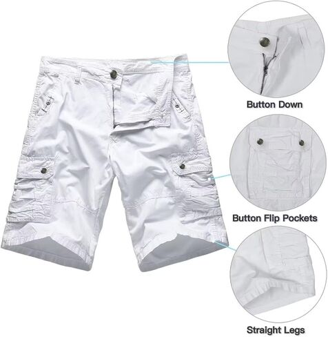 Zusmen Mens Classic Cargo Shorts, Relaxed Fit Multi Pocket Stretch Men Short in Kuwait