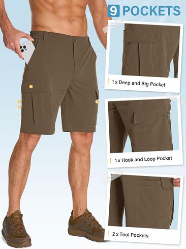 Toomett Mens Cargo Shorts Quick Dry Stretch Work Shorts for Hiking Fishing Tactical Lightweight Breathable Outdoor in Saudi Arabia
