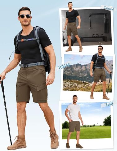 Toomett Mens Cargo Shorts Quick Dry Stretch Work Shorts for Hiking Fishing Tactical Lightweight Breathable Outdoor in Saudi Arabia