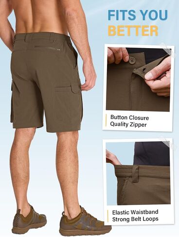 Toomett Mens Cargo Shorts Quick Dry Stretch Work Shorts for Hiking Fishing Tactical Lightweight Breathable Outdoor in Saudi Arabia