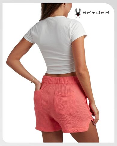 Spyder Womens Athletic Shorts - Lightweight Woven Pull On Workout Shorts for Women with Pockets for Gym and Casual Daily Wear in Saudi Arabia