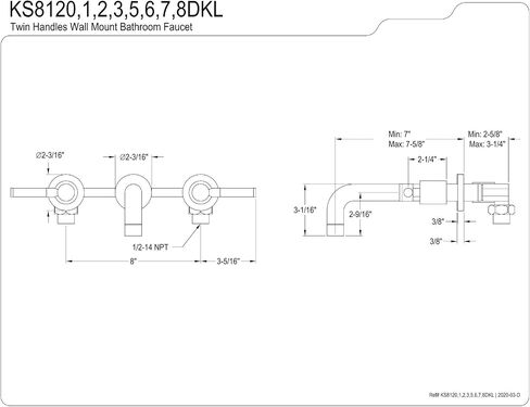 Kingston Brass KS8120DKL Kaiser Bathroom Faucet, Matte Black, 11.31 x 7.63 x 3.06 in Saudi Arabia