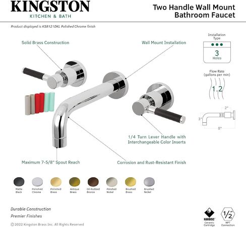 Kingston Brass KS8120DKL Kaiser Bathroom Faucet, Matte Black, 11.31 x 7.63 x 3.06 in Saudi Arabia