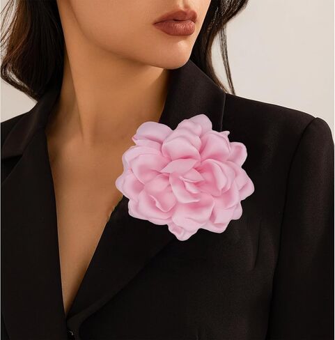 Large Flower Brooches Lapel Pins for Women Satin Fabric Brooches Big Camellia Flower Brooch Pins Wedding Part Dance Clothes Accessories Jewelry Gifts in Kuwait