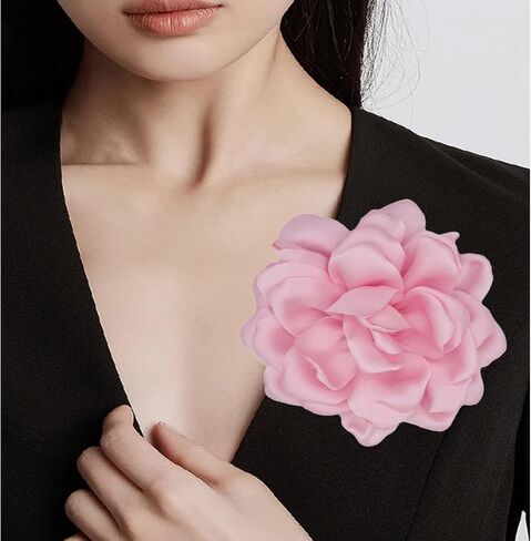 Large Flower Brooches Lapel Pins for Women Satin Fabric Brooches Big Camellia Flower Brooch Pins Wedding Part Dance Clothes Accessories Jewelry Gifts in Kuwait