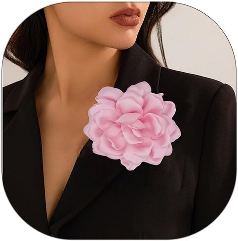 Large Flower Brooches Lapel Pins for Women Satin Fabric Brooches Big Camellia Flower Brooch Pins Wedding Part Dance Clothes Accessories Jewelry Gifts in Kuwait