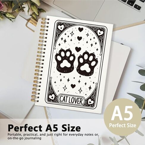 Cat Lover Notebook Journal, Funny Cute Cat Spiral Notebook, Gifts for Cat Lovers Cat Mom Cat Owners, Gothic Cat Themed Hardcover Spiral Notebook 5.5x8.3 in Kuwait