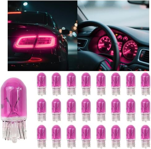 25PCS T10 12V 5W Car Turn Signal Light Bulbs, Clear Flat Foot Vehicle Side Marker Lamp Bulbs, Auto Interior Amber Headlight Bulbs Accessories, Universal for SUV, Sedan, Truck (White) in Saudi Arabia