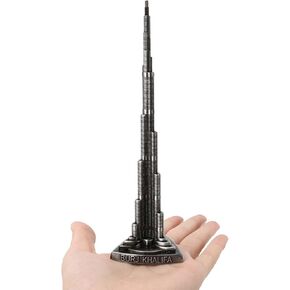 HEEPDD Tower Ornaments, 7.1in Height Burj Khalifa Tower Model Miniature Alloy Model Ornament Arts Craft Office Home Desktop Decor