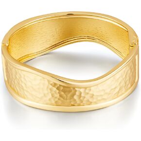 Chunky Gold Bangles Bracelet for Women Fashion Hammered Wide Cuff Bracelet Minimalist Open Wrist Cuff Bangle Gold Jewelry Accessories for Women
