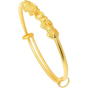 Fashion 18K Gold Plated Feng Shui Amulet Wirstband Wealth Pi Xiu Adjustable Cuff Bracelet