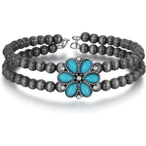 Navajo Pearl Bracelet for Women Turquoise Pendant Bracelet Boho Beaded Western Bracelets Navajo Pearl Jewelry GIft