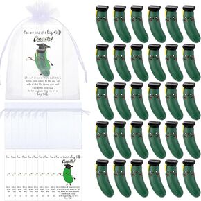 30 Sets Graduation Pickle Gifts Bulk for Students Inspirational Cute Resin Pickle with Emotional Grad Cards and Bags End of The Year Gifts for 2025 Graduation Students Teachers College