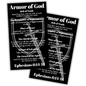 Full Armour of God Bible Verse Wallet Cards 30pk 3.5x2" Pocket Kids Hand Out Sword and Shield Minimalist Ephesians 6:14-18 Knight Templar
