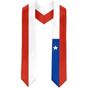 Chile Flag Graduation Sash Satin Scarf 72" Stole for Abroad Student International Study Class