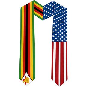 2025 سرق التخرج من Zimbabwe و USA Flag التخرج من التخرج للطلاب الدولي (ثوب البكالوريا والقبعة غير المدرجة)