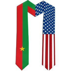 2025 BURKINA FASO Flag و USA FLAG TRAGUTION سرقوا فئة SASH SASH من 2025 وشاح التخرج للطالب الدولي (ثوب البكالوريا والقبعة غير المدرجة)