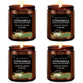 Citronella Candles Outdoor, 2-Wick Outdoor Indoor Scented Candle, Jar Candles for Home Scented, Long Lasting Natural Soy Candle, Summer Scents of Citronella/Lemon Grass/Peppermint, 9 oz