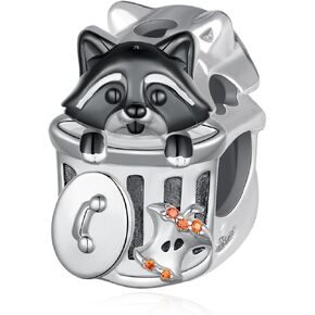 Raccoon Gifts 925 Sterling Silver Raccoon Charm Cute Animal Jewelry Gifts for Women
