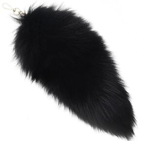 Real Fox Tail Fluffy Furry Fox Fur Tail Keychain Black Red White Fox Tail Fur Cosplay Toy for Kids