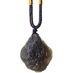 Raw Cintamani Stone Necklace,Authentic Arizona Tektites,Genuine Saffordite Meteorites Obsidian Glass,Irregular Shape