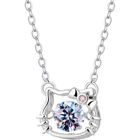 prifisny S925 Sparkling Silver Dancing Heart Necklace Romantic Necklace For Girls1