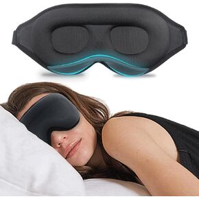 3D Contoured Sleep Mask for Side Sleepers - Eye Mask for Sleeping Light Blocking, Zero Eye Pressure & 100% Light Blocking, Suitable for Men or Women