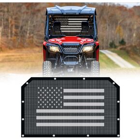 Soft Rear Window Net & Transparent Dust Screen with USA Flag Design - Universal Fit for Pioneer 1000, 700, 1000-5, 1000-6, 700-4, 500, 520 UTV Models - Sun Windshield Mesh for Dust and Wind Protection