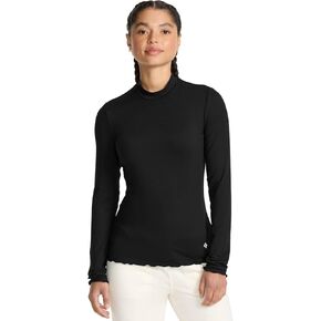 Med Couture Underscrub Long Sleeve Women Top Lettuce Edge Mock Neck with Rounded Hem and Sporty Look - MC708