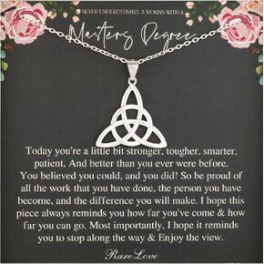 RareLove 2025 Graduation Gifts Masters Graduation Gifts for Her 925 Sterling Silver Irish Celtic Knot Triangle Necklace for Women Unique Graduation Jewelry Gifts for Daughter Sister Niece
